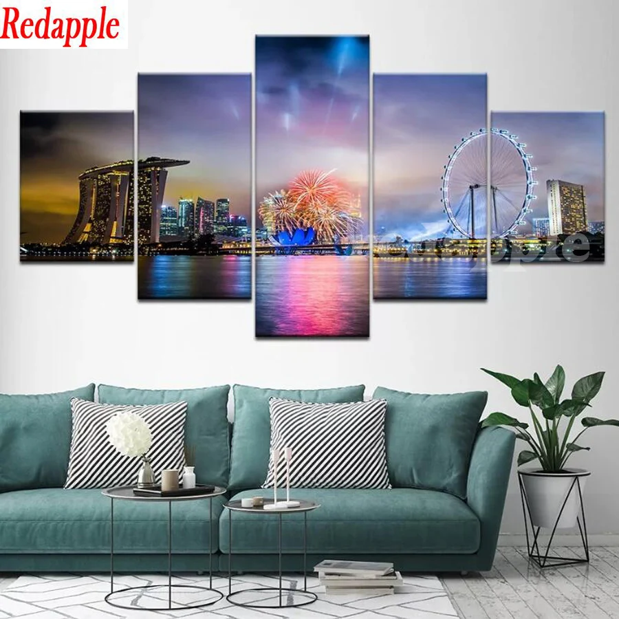 5D алмазная картина Лондонский глаз городской строительный пейзаж 5 шт. украшение