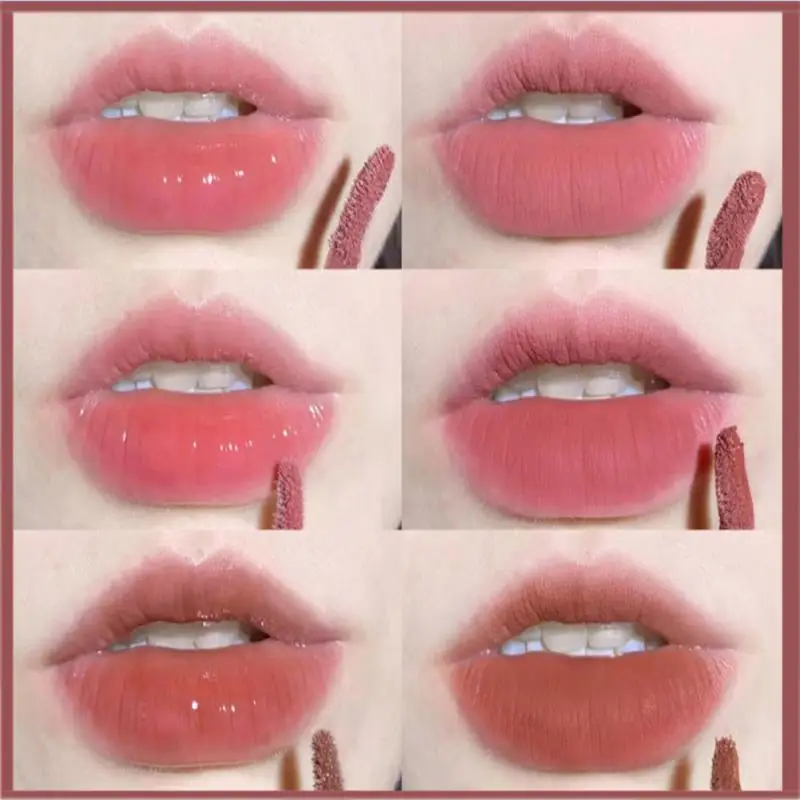 1/3pc Cappuvini Double-headed lip glaze chestnut lips tint mirror water gloss matte lipstick for cosmetics makeup kit TSLM1 - купить по