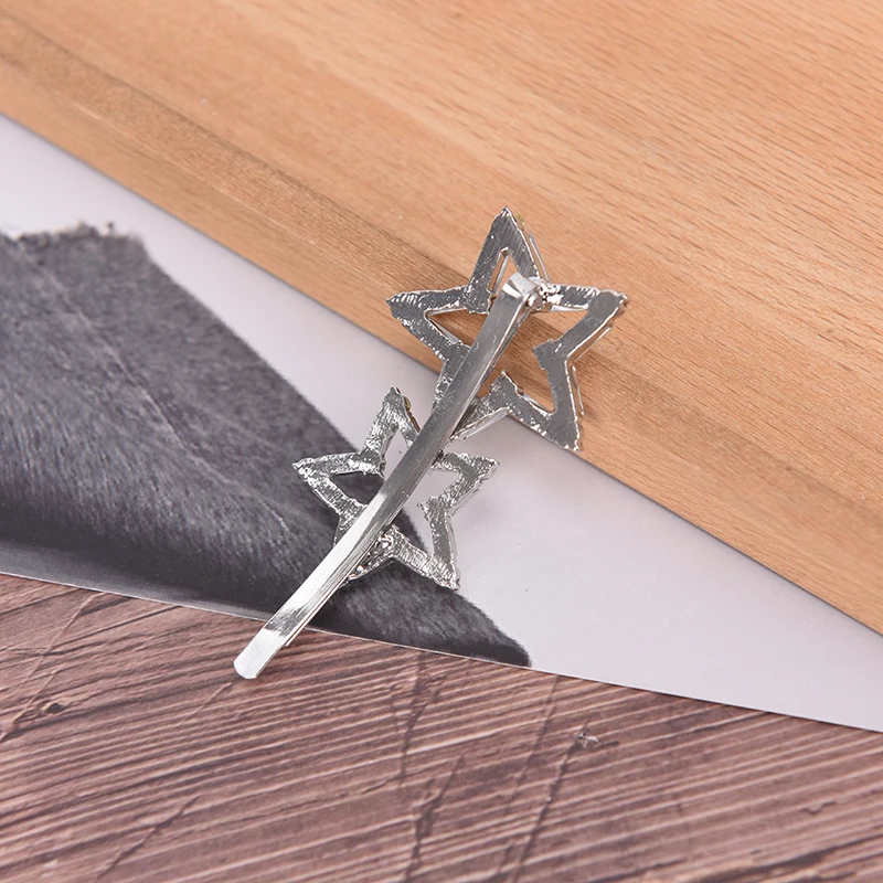 

1Pc Fashion Cute Elegant Rhoudium Star Pentagram Hairpin Crystal Pentagram Hair Clip For Women Girl Boho Pin