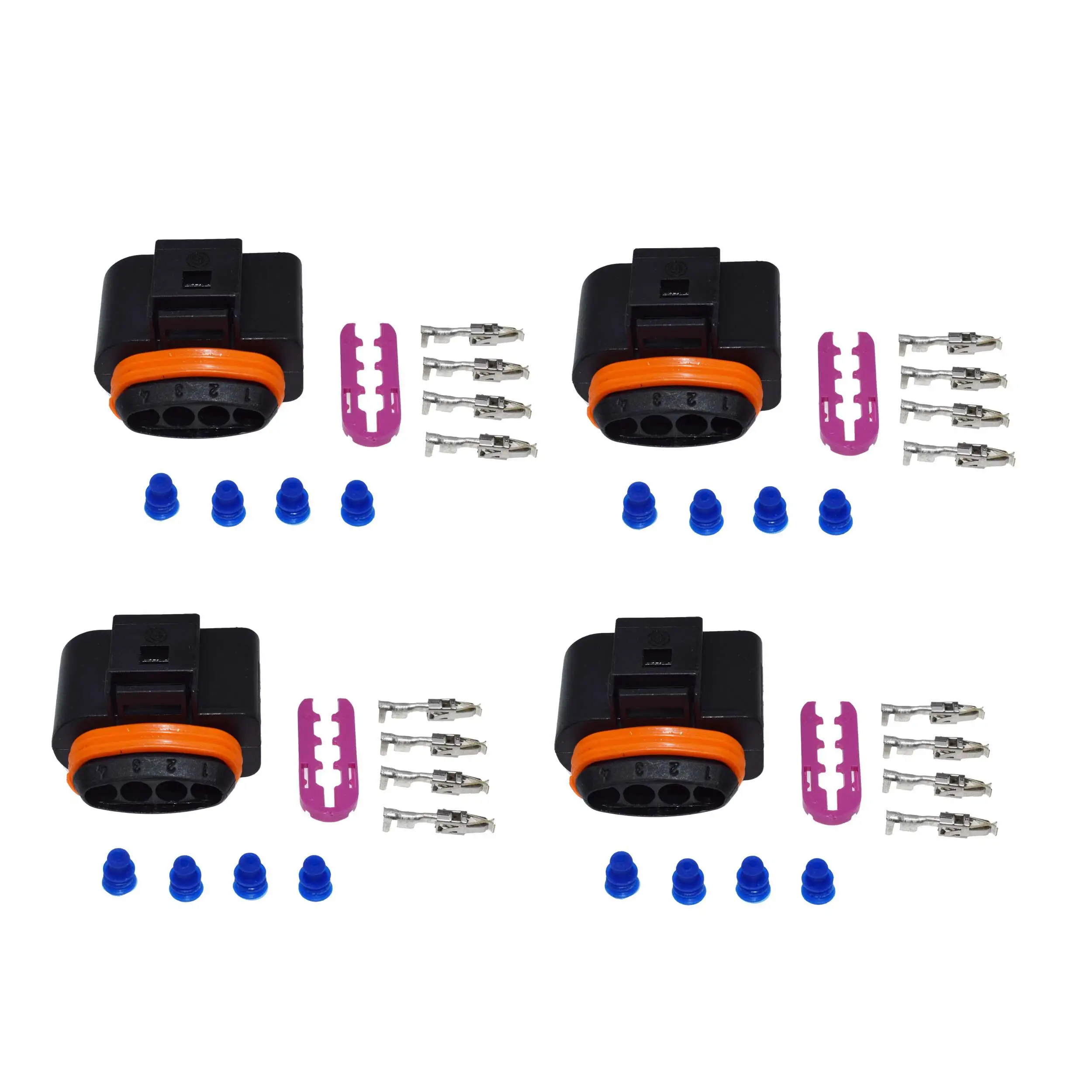 4 Kits of Plug Seals Катушка зажигания разъем жгута провода кабель для Audi VW A3 A4 A5 A6 A8 Beetle Golf Jetta Passat Rabbit Tiguan Touareg R32 - Цвет: 4 Kits of Plug Seals