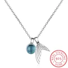 Женское Ожерелье и подвеска из серебра 100% пробы с голубыми стразами