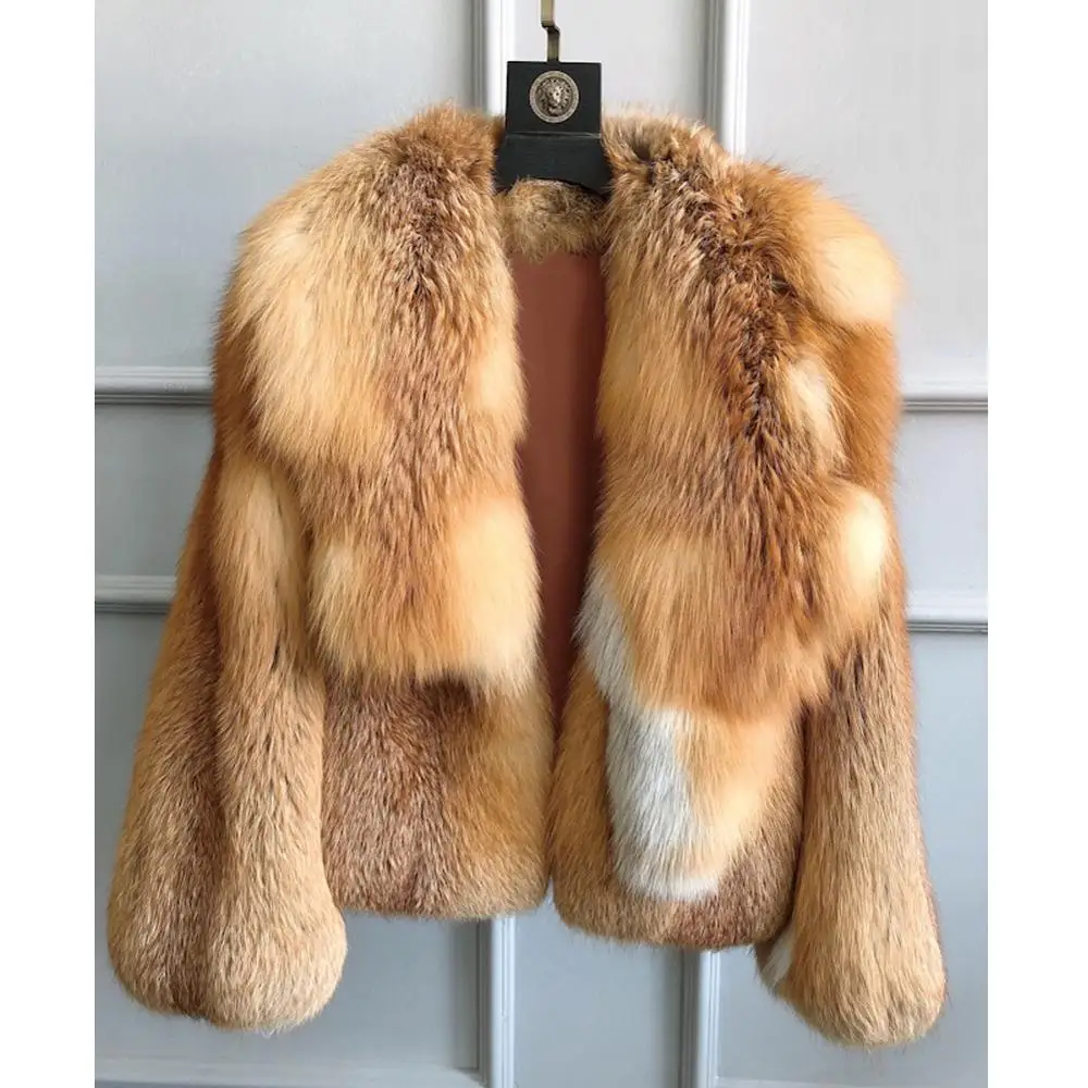 Женское пальто из лисьего меха 2019 зимнее натурального красного женская одежда