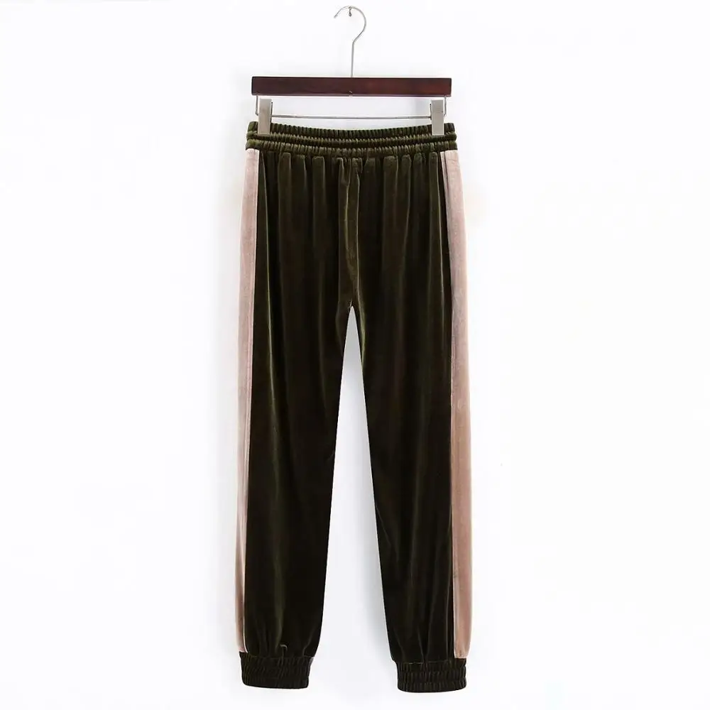 2019 Autumn Velvet Women's Suit Za Fashion Clothes Hoodies Pullover Patchwork Sweatshirt Sweatpants Hot Sale | Женская одежда