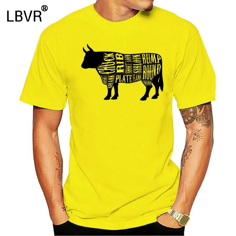 Рубки мяса говядины коровы мясника бургеров стейка шеф повара фотофутболка