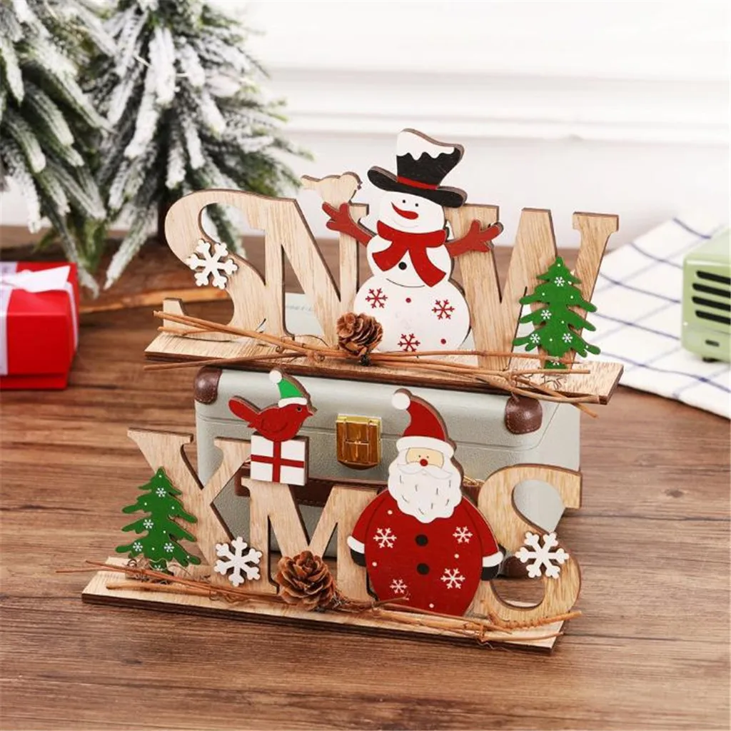 Рождественский Декор деревянные буквы украшения настольное украшение для