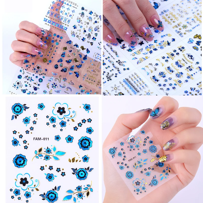 8-40PCS Butterflies Nail Art Stickers Water Decals Decoration Design Holographic Nail Art Tips Sticker Manicure Nail Accessories