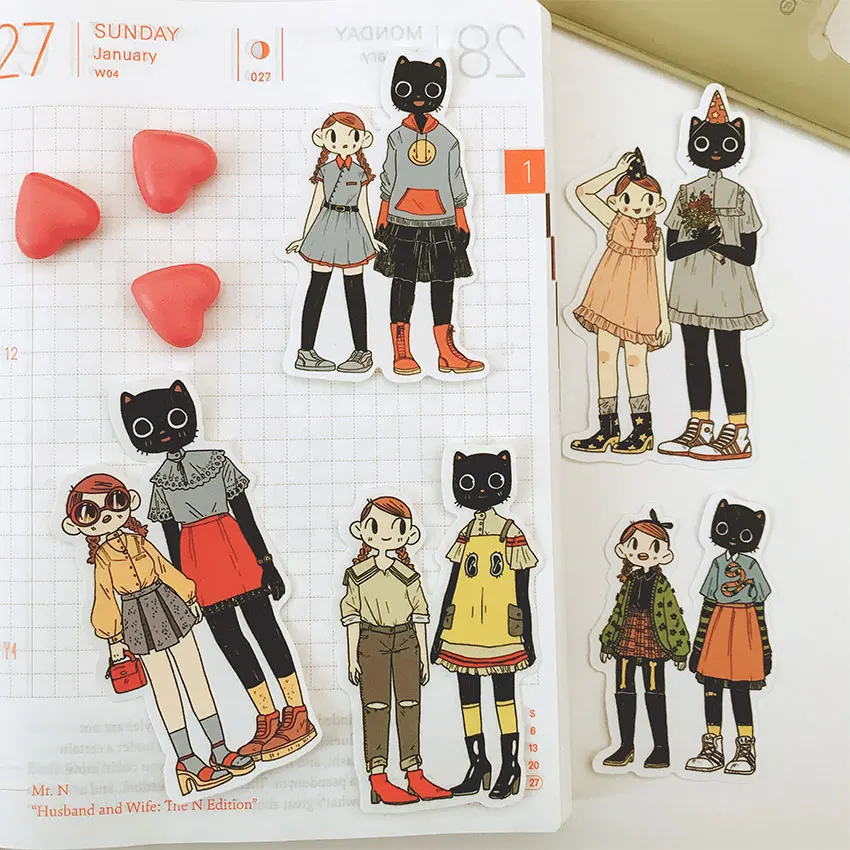 10Pcs/Pack Diary Japan Girl Cat Friends Sticker DIY Craft Scrapbooking Album Journal Happy Planner Decorative Stickers | Дом и сад