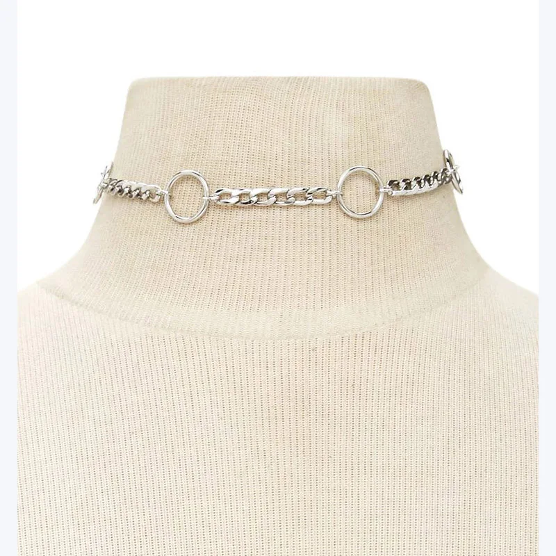 

Fashion Hip Hoop Chain Necklace For Women Big Circle Choker Necklace XL1015