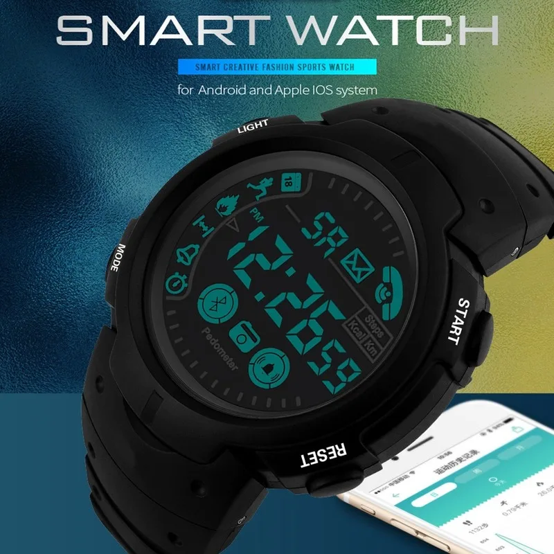 Цифровые часы с Bluetooth шагомером на открытом воздухе удаленная камера напоминание