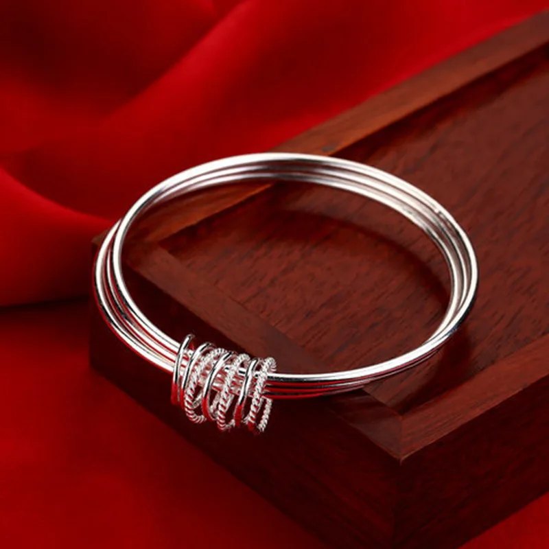 Женский браслет с тремя слоями anillos модный тонкий из серебра 925 пробы пластиной