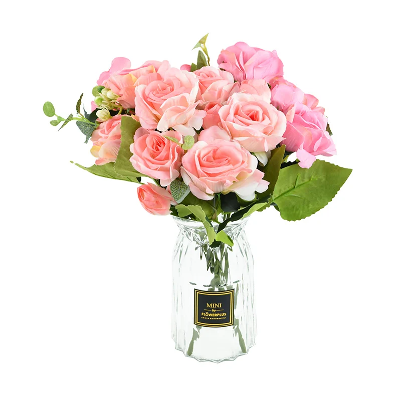 

1 Bouquet Silk Rose Artificial Flower DIY Vintage Wedding Party Decoration Bridal Bouquet Home Table Vase Decor Fake Flowers