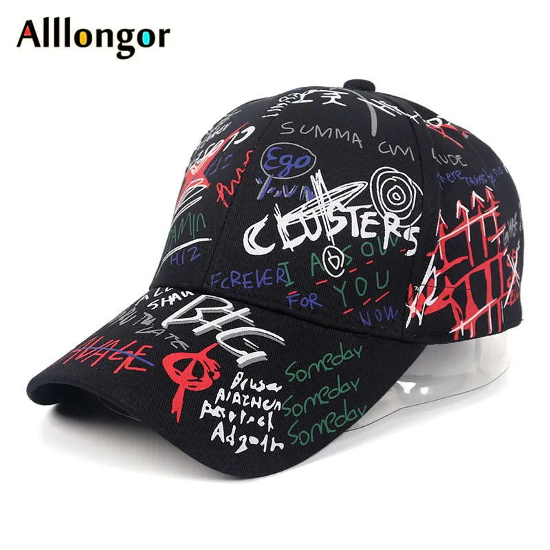 Бейсболка с граффити мужская женская шляпа лето Snapback надпись: Hip Hop Gorra Hombre Casquette Femme корейский стиль Кепка s Белый Черный