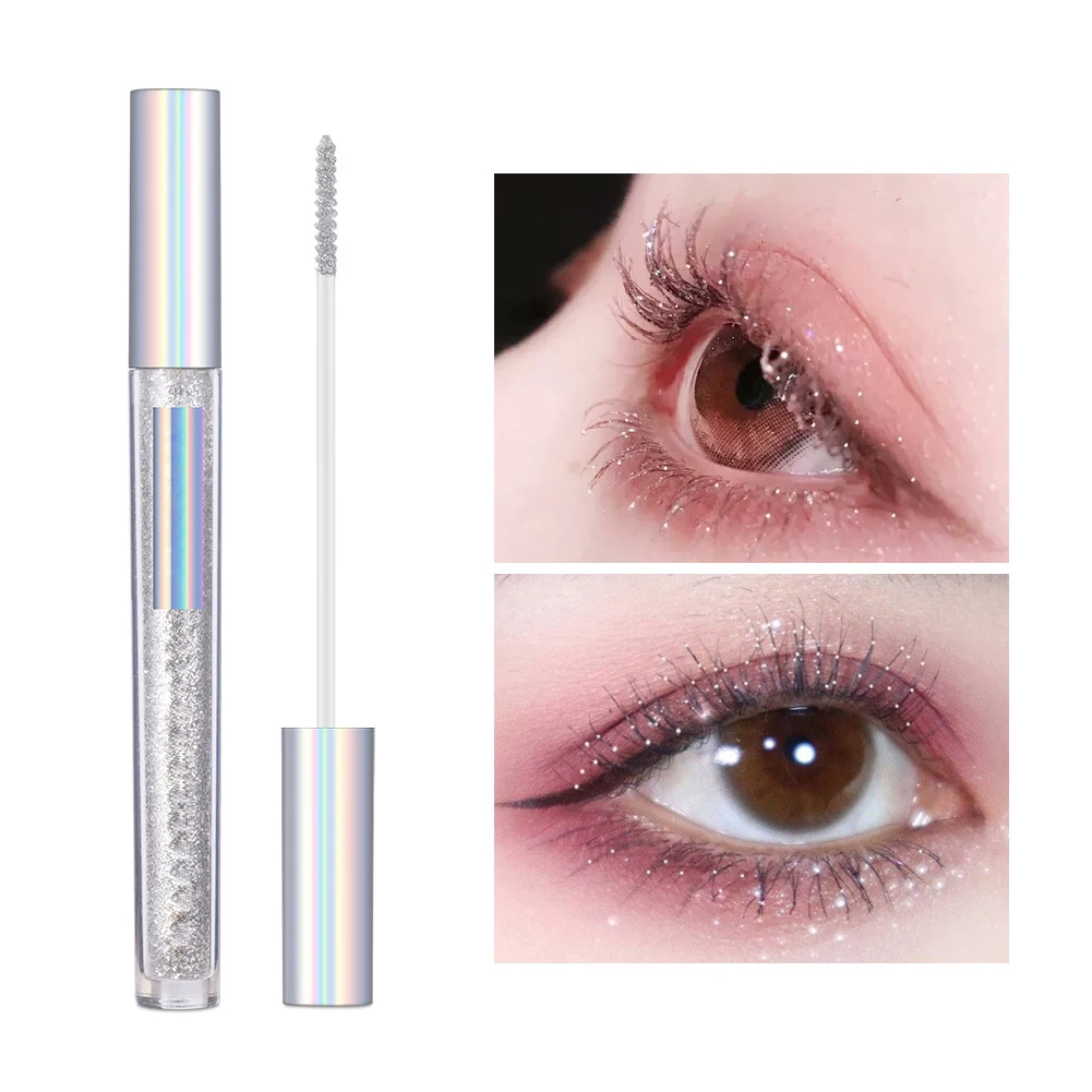 

Diamond Mascara Glitter Waterproof Mascara Silver Glitter Quick Dry Long Lasting For Party Curling Thick Shiny Eye Lash Makeup