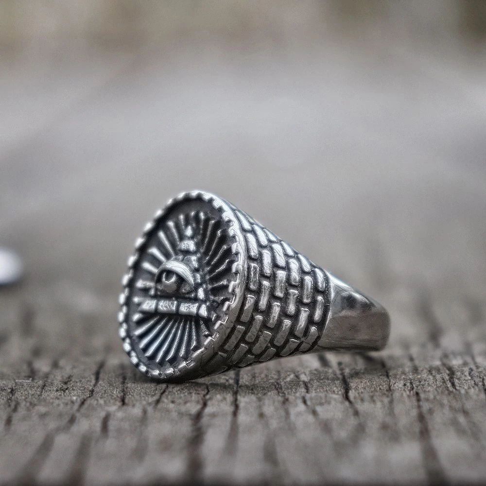 Мужское кольцо с треугольным глазом из нержавеющей стали в стиле панк|Кольца| |