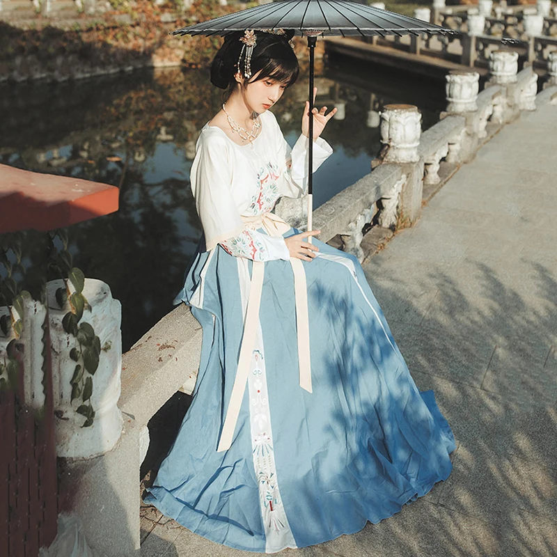 

2021 New Chinese Hanfu Women Qing Dynasty Costume Traditional Ancient Dress Adults Chinese Opera Clothing Festival Outfit