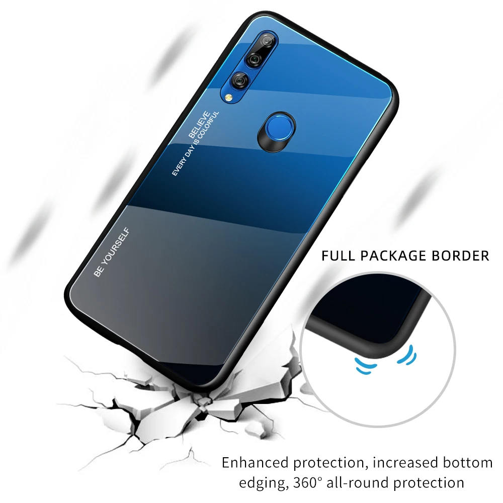 Для Huawei Honor 8X 9X Pro 20 10 Lite градиентный чехол из закаленного стекла для цветной