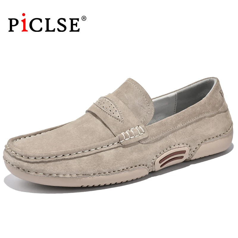 Мужские лоферы из коровьей замши больших размеров обувь натуральной кожи