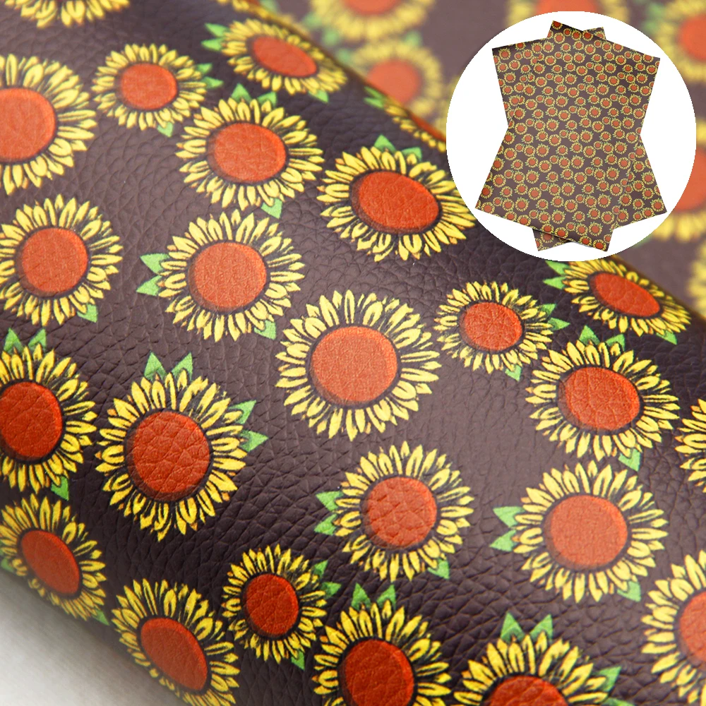 

Flower Geometric Printed Lychee Grain Synthetic Leather Fabric Faux Leather Sheets 20*33cm For Handbag Earrings Making,1Yc9164