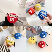 cartoon fun m bean chocolate bluetooth earphone case for airpods 1 2 3 pro creative silicone earphone protective cover with hook