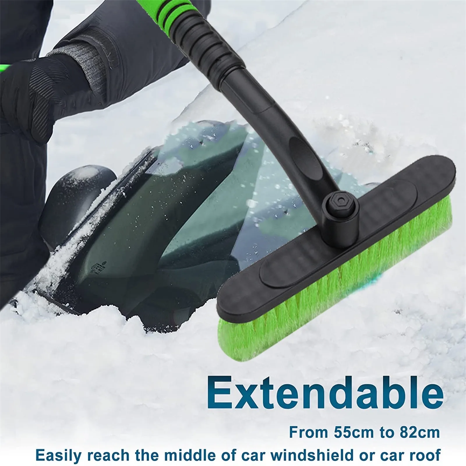 Snow Shovel For Car Telescopic Cleaning Tool Green Plastic Winter Machine Extendable Auto Ice Scraper | Дом и сад