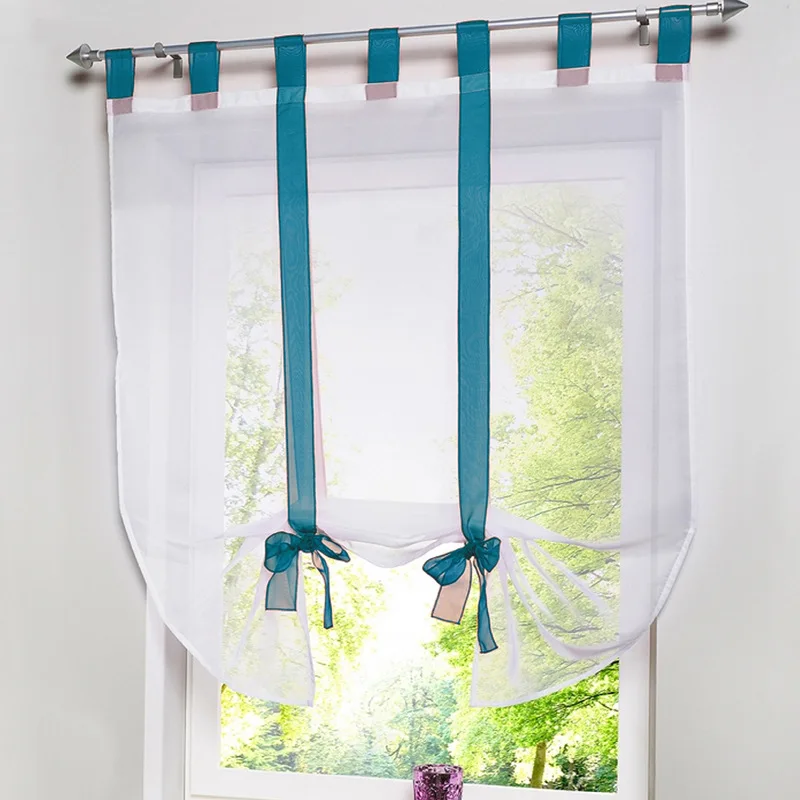 White Roman Curtain Grey European Perspective Yarn Drape Bow Tulle Suitable For Balcony Living Kitchen Room Decoration 4 | Дом и сад