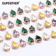 GUFEATHER M451, ювелирные аксессуары, diy циркон кулон, 18k позолоченный, ручная работа, форма падения, diy серьги, изготовление ювелирных изделий, 6 шт./партия
