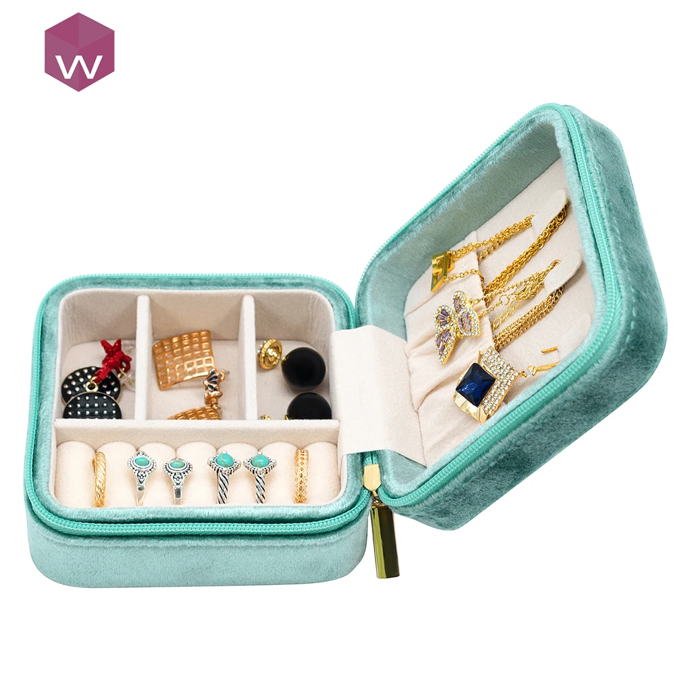 Velvet Pu Leather Small Travel Jewelry Box Portable Jewellery Organizer Storage Case Custom Logo