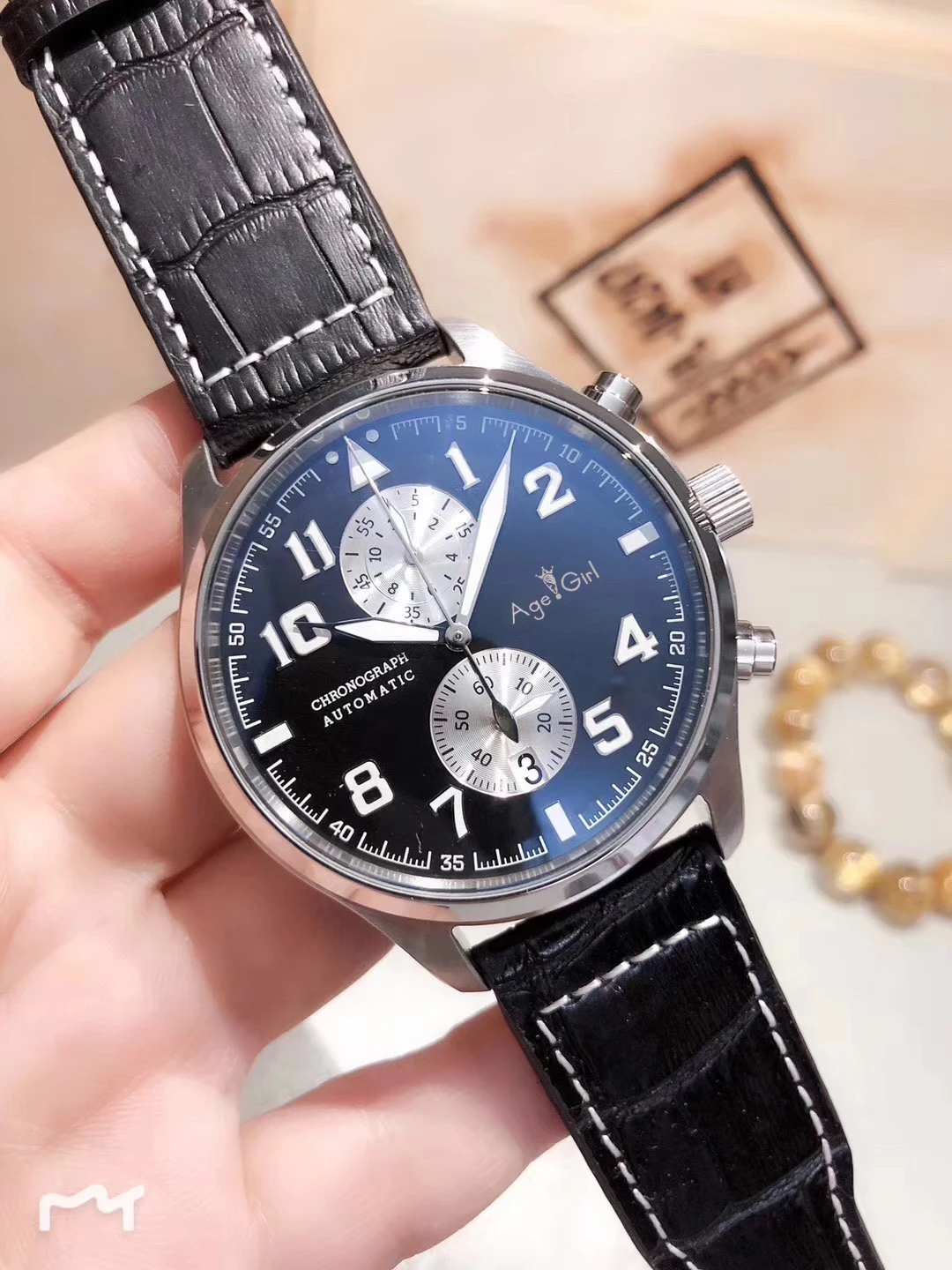

Luxury New Chronograph Men Watch Stopwatch Sapphire Watches Silver Black Brown Leather Sport Limited Watches AAA+