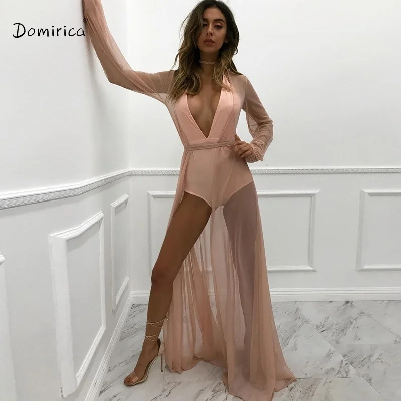 

Long Dress Women Sexy Vestido Feminino Micro-permeable Mesh Blouse Dress Long Sleeve Beach Vacation Dresses Woman Summer 2021