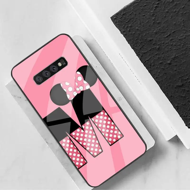 

Cartoon Mouse Bow 26 Letters DIY Printing Phone Case Tempered Glass For Samsung S6 7 8 9 10 20 Plus Ultra Note8 9 10 10pro