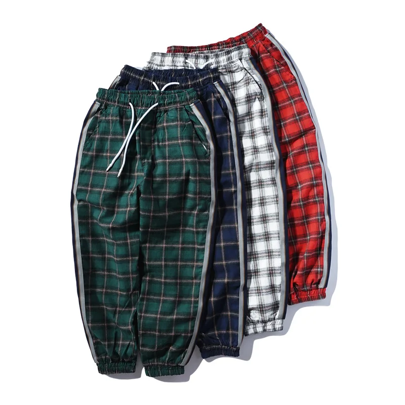 

Hip Hop Plaid Stripe Patchwork Harem Pants Casual Trousers Men Autumn Jogger Male Sweatpants Streetwear Men's Trousers