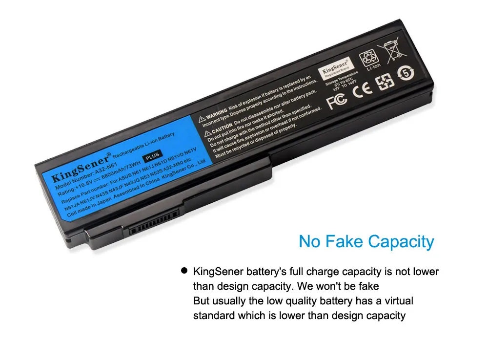 KingSener A32-N61 Аккумулятор для ноутбука ASUS N61 N61J N61D N61V N61VG N61JA N61JV M50s N43S N43JF N43JQ N53 N53S N53SV