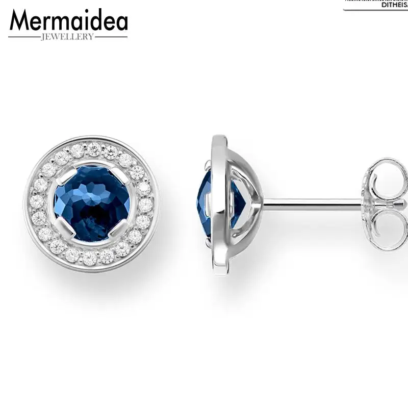 Темно синие круглые серьги гвоздики 2020 новые Кристальные модные ювелирные
