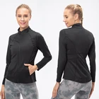 Женская спортивная куртка, облегающие рубашки с длинным рукавом для фитнеса, кроп-топы для йоги, пальто на молнии для бега, быстросохнущая Женская одежда для спортзала
