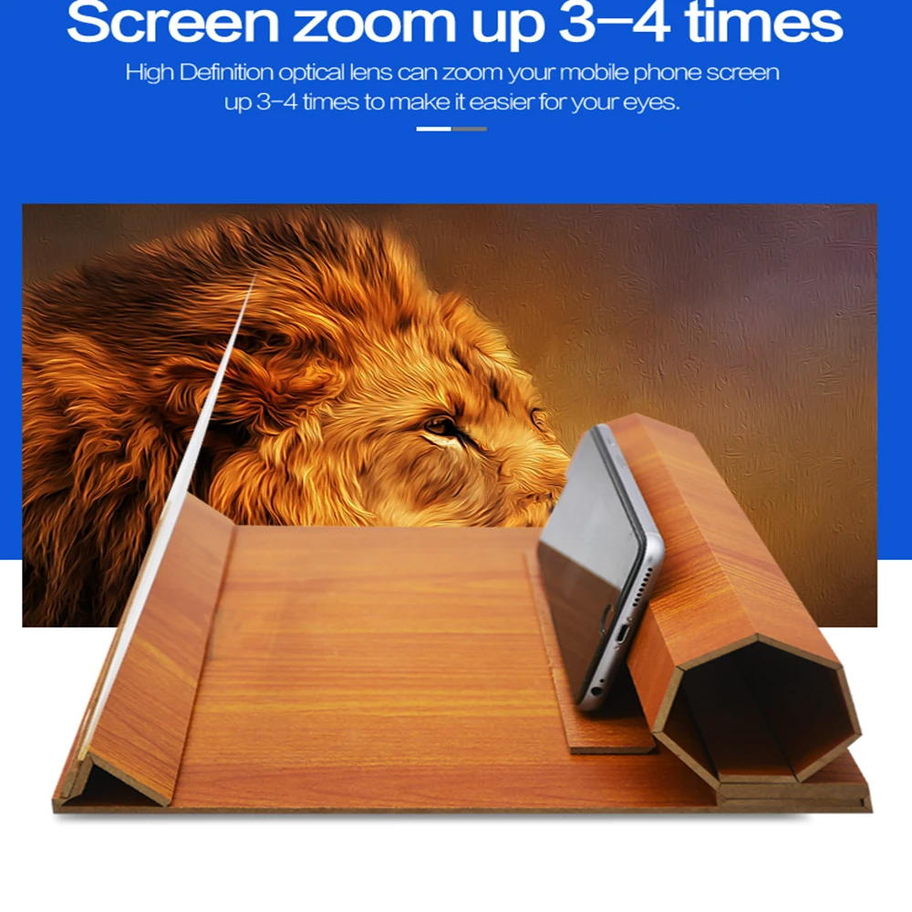 12 inch foldable wooden mobile phone hd video screen magnifier wood phone screen amplifying desktop bracket 3d amplifier holder free global shipping
