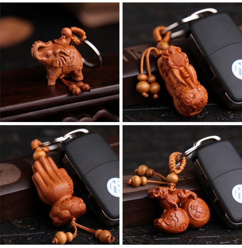 Брелок с деревянными животными 12 китайских знаков зодиака шт./лот 100 | Украшения и