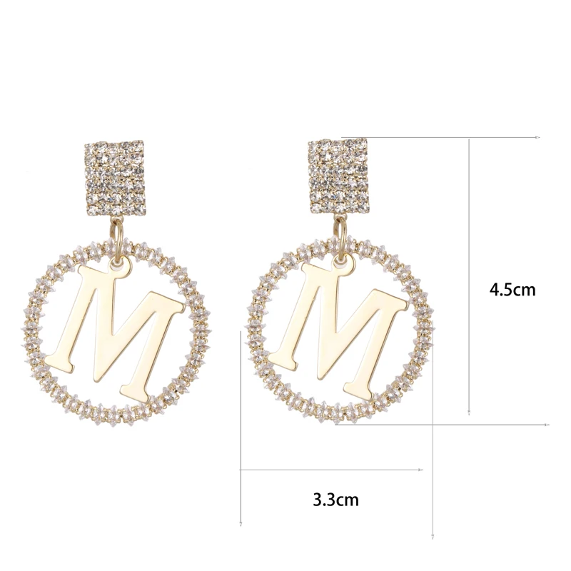 

Fashion Shiny Crystal Letter Pendant Earrings for Women 2021 New Korean Statement Earrings Girl Party Jewelry Accessories Gifts