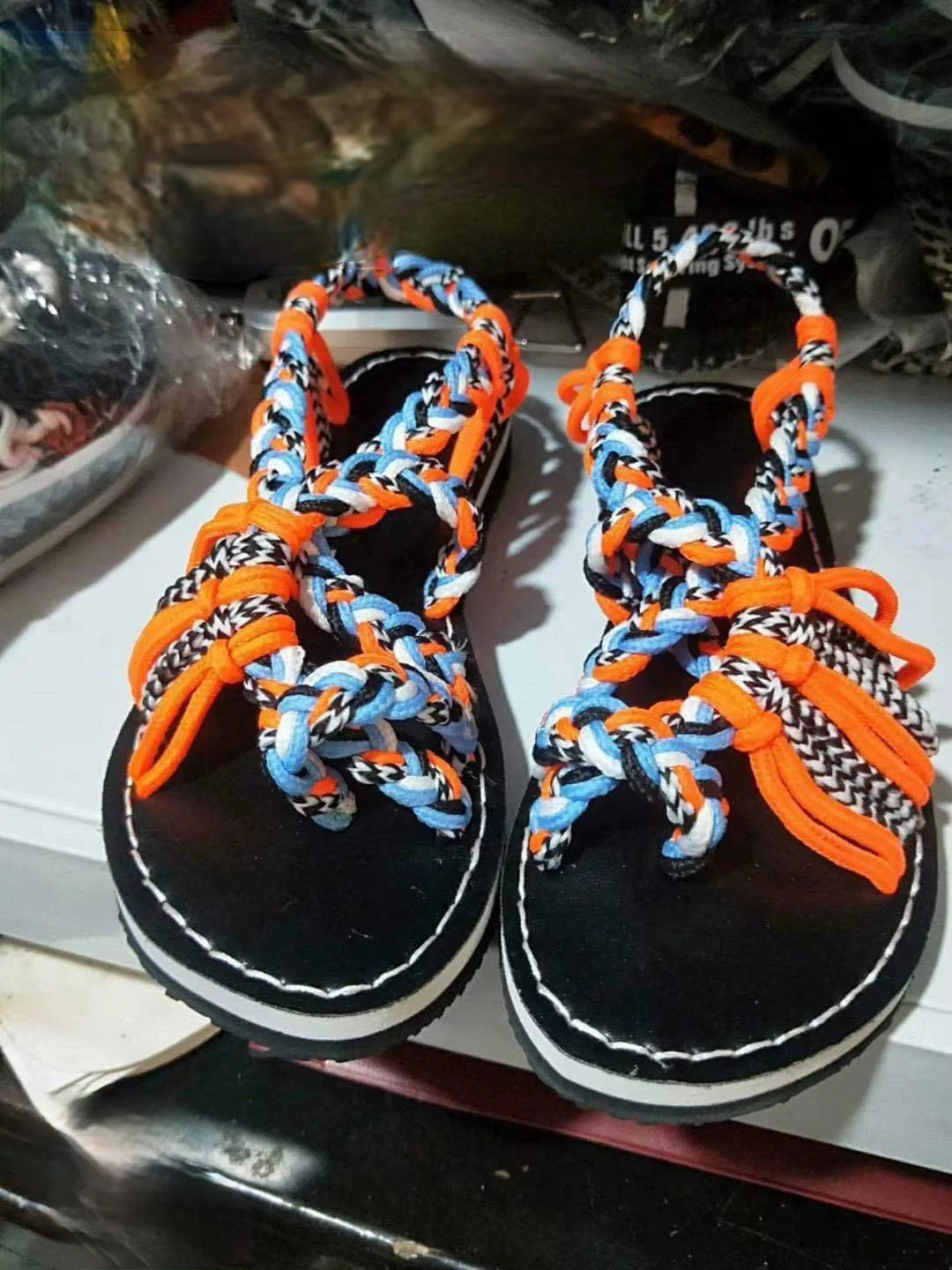 

Ladies Shoes Summer New Style Color Matching Rope Knot Beach Shoes Over Toe Shoes Women Sandals Women Slippers Women Sandals