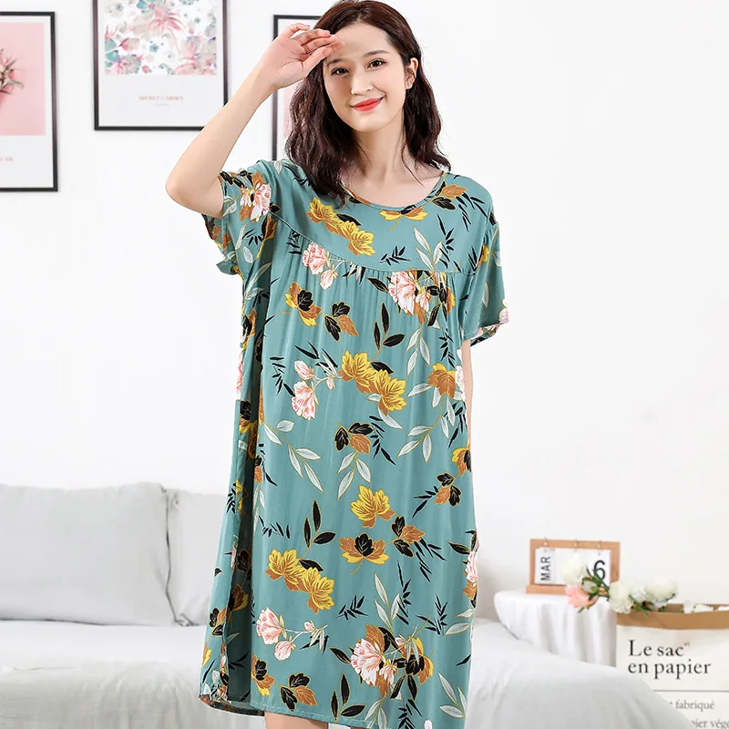 

Sanderala Sexy Women Cotton Sleepdress Print Plus Size High Quality Lingerie Nightgown Sleeveless Women Sleepwear Sleeping Dress
