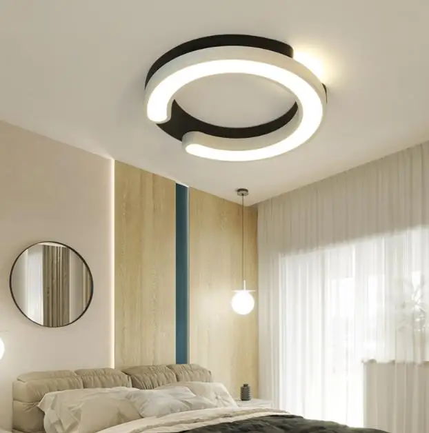 Потолочная люстра черного и белого цвета для спальни гостиной коридора круглая с