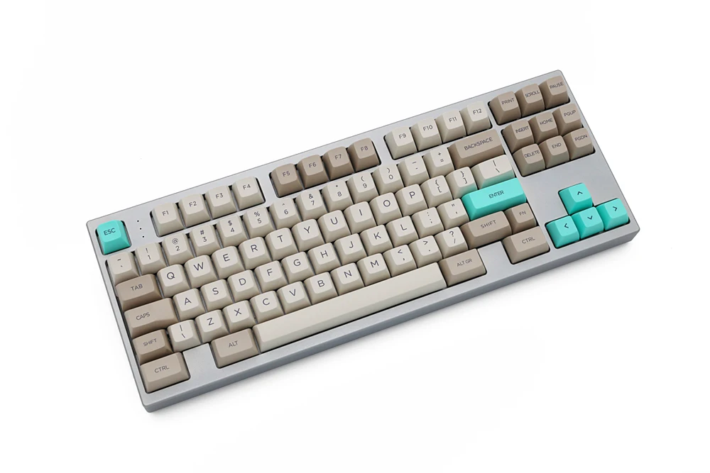 sa profile dye sub keycap set pbt plastic retro beige for mechanical keyboard beige grey cyan gh60 xd64 xd84 xd96 87 104 free global shipping