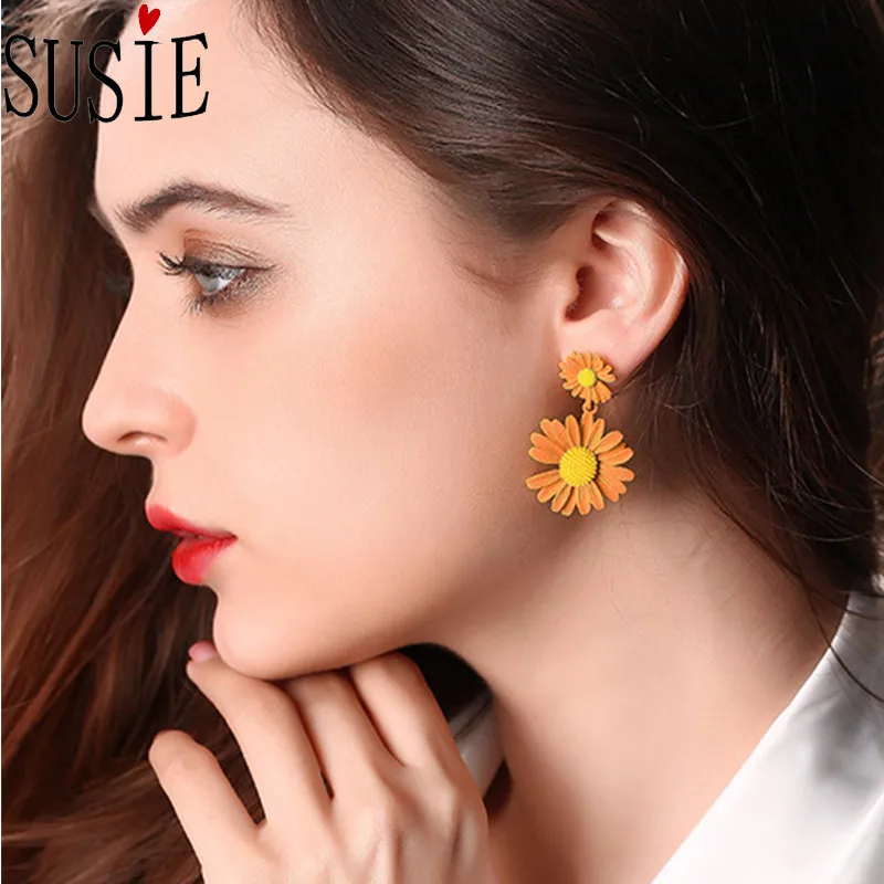 Женские серьги в форме маргариток LOVE SUSIE элегантные сережки подсолнуха ювелирные