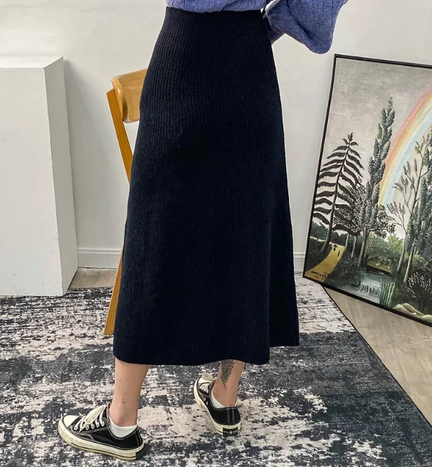 

Women's Knit Vest or Skirt O-neck Sleeveless Sweater Tops A-line Midi Skirts 2020 Autumn Winter