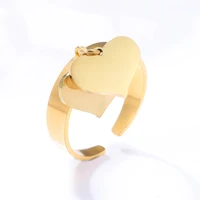 trendy heart charms ring for women gold color drop rings stainless steel anillo mujer womens fashion jewelry 2021 dropship