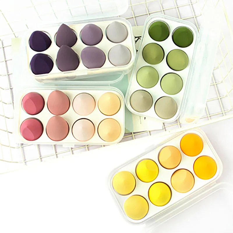 Косметическая губка для макияжа 8 шт. с коробкой хранения влажной и сухой красоты