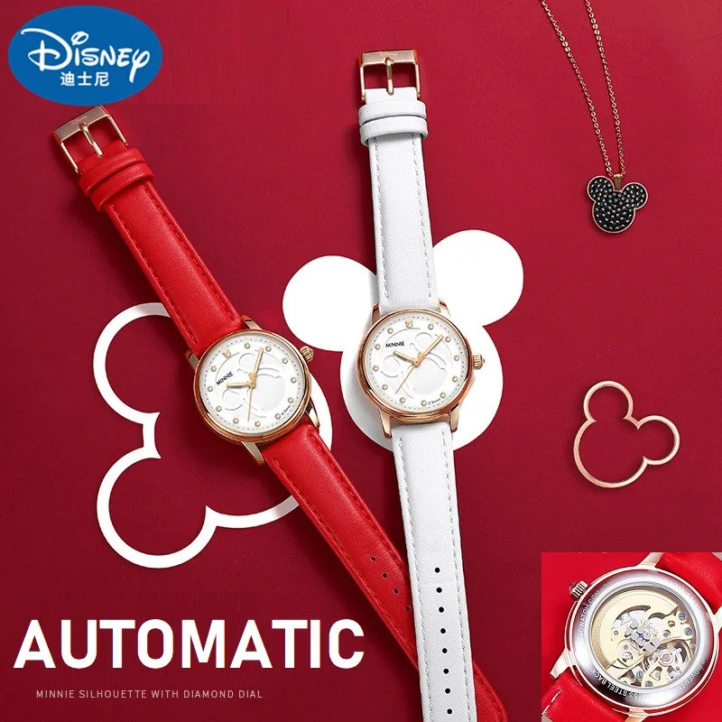 Disney 2020 New Fashion Women Mechanical Watch Skeleton Design Top Brand Luxury Waterproof Female Automatic Clock Montre Femme