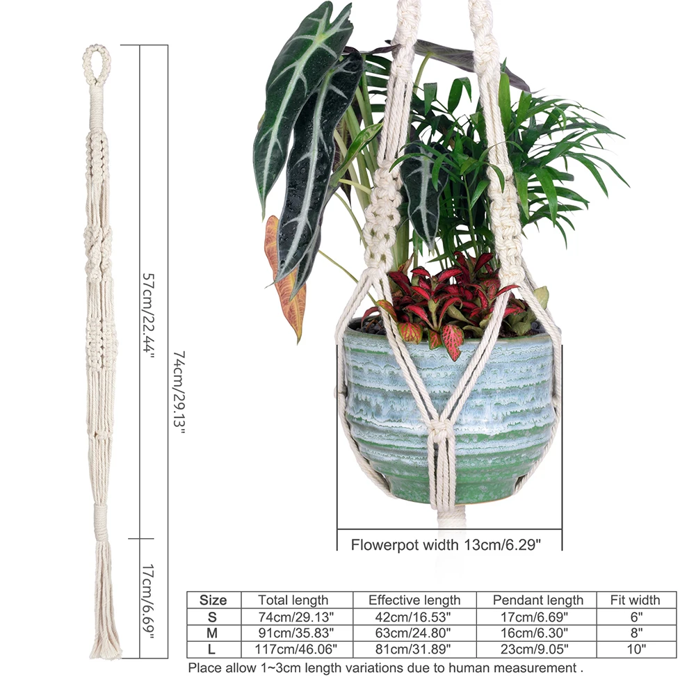 

4 Pcs Handmade Macrame Plant Pot Tray Wall Hanging Plants Hanger Hanging Baskets Handmade Home Garden Balcony Decor