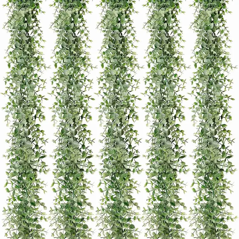 

5 Packs 30Ft Artificial Eucalyptus Garlands Fake Greenery Vines Faux Hanging Plants for Wedding Table Backdrop Arch