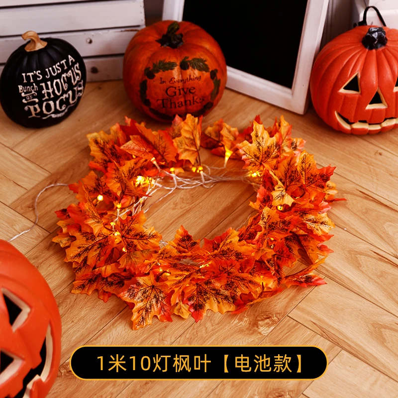 

Holiday Lighting String Lights Halloween Glowing Night House Atmosphere Lights Maple Pumpkin Luci Natale Room Decoration EF50HL