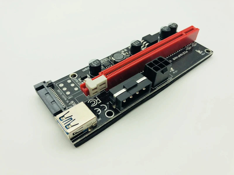 

50PCS 009s PCI Express Riser Card 1x to 16x PCIE Extender USB3.0 Cable SATA 6Pin 4Pin IDE Molex Power for BTC Miner Mining 2 LED